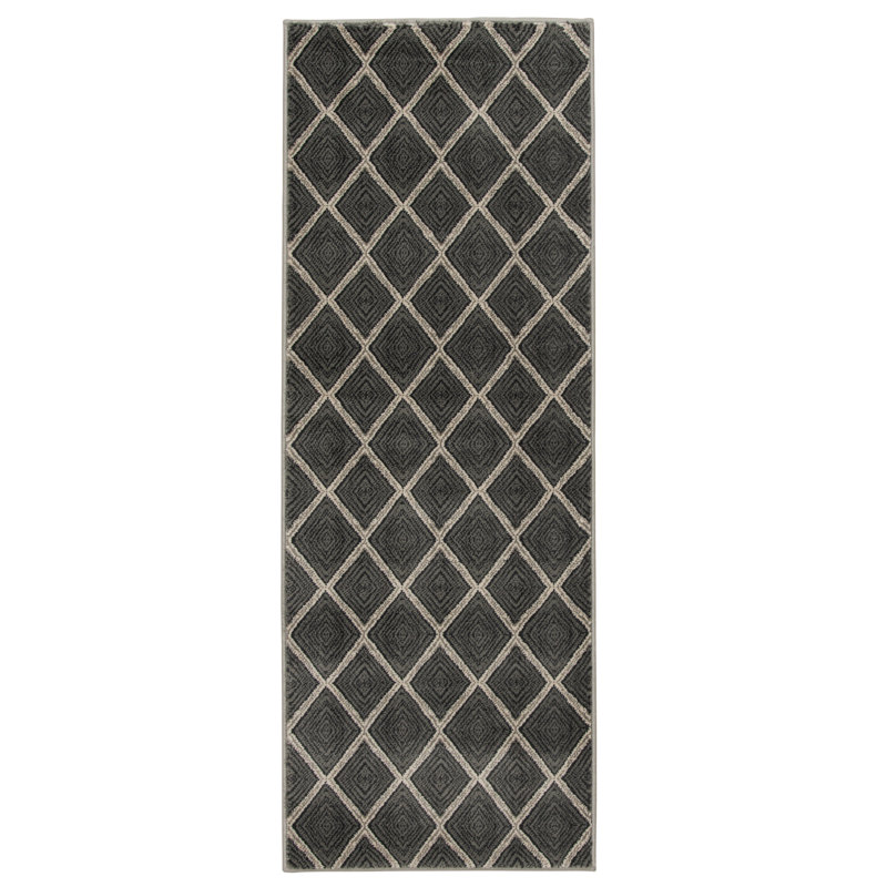 Tapis et tapis de couloir Caden, Tapis de couloir 2 pi 2 po x 6 pi, Gris / Noir