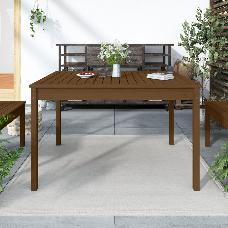 Josephville Rectangular Pine Outdoor Dining Table , cm W cm D, 29.92" H x 32.48" W x 47.64" D, Honey Brown