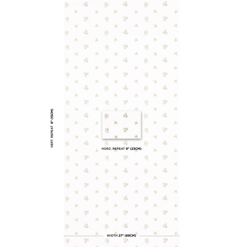 Papier peint floral Margie, Rose