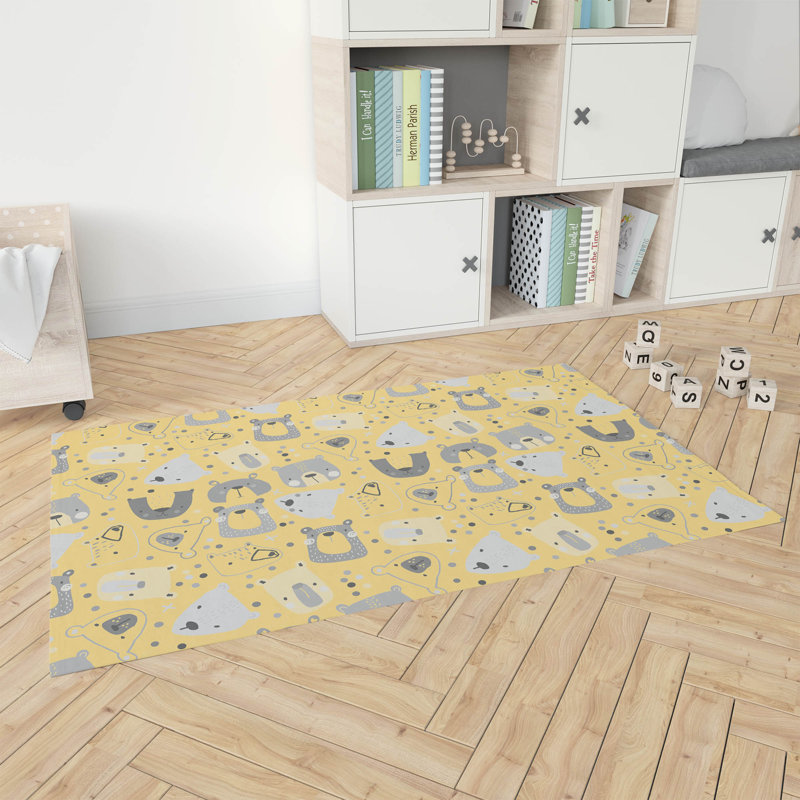 Bear Face Kids Play Mat, Rectangle 3' x 5'