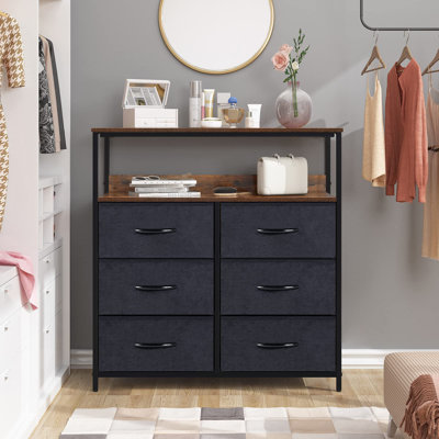 Leovani Steel 80cm W 6 - Drawer Chest of Drawers