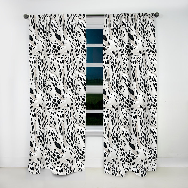 Motif léopard des neiges blanc et noir - Rideau abstrait - Rideau géométrique obscurcissant - 1 panneau, L 52 po x L 108 po