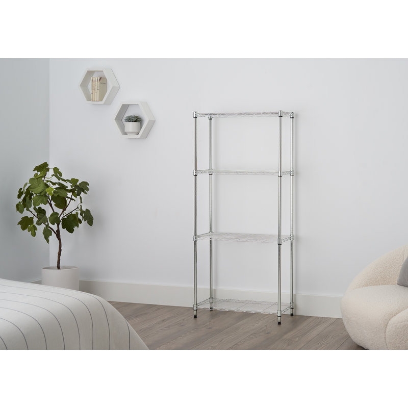  Étagère grillagée en métal à 4 niveaux 24 po x 12 po x 53,5 po Basics Ecostorage® / chrome, Chrome chrome
