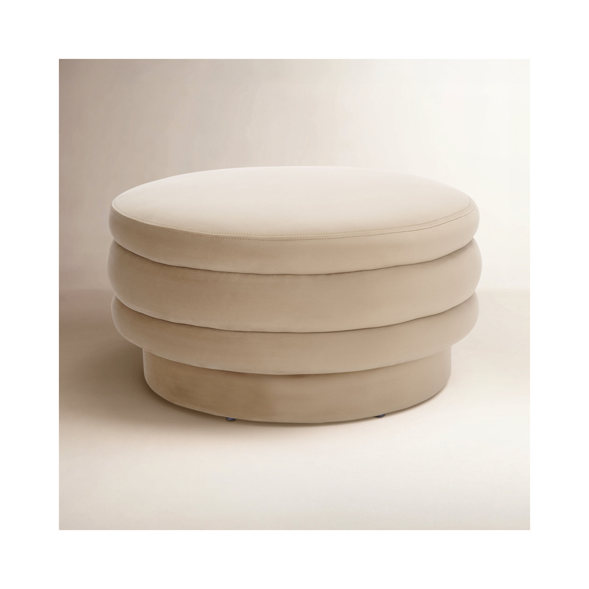 Magruder Layered Cocktail Ottoman, Tan