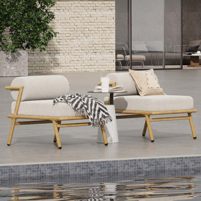 Outdoor Patio Teak Finished Iron Club Chair