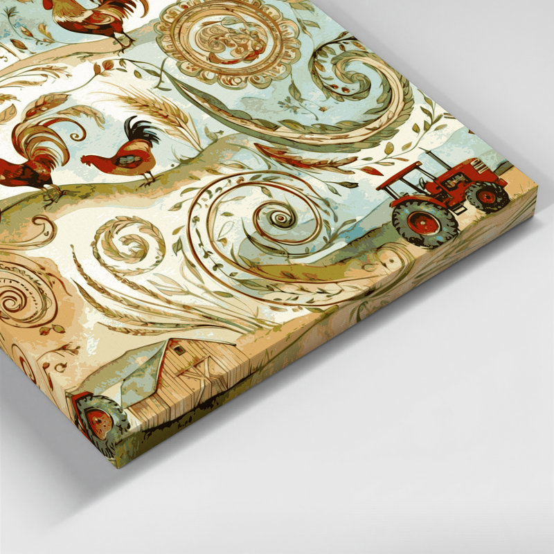 «Farm Paisley Designs», art mural sur toile beige, 12" H x 12" W