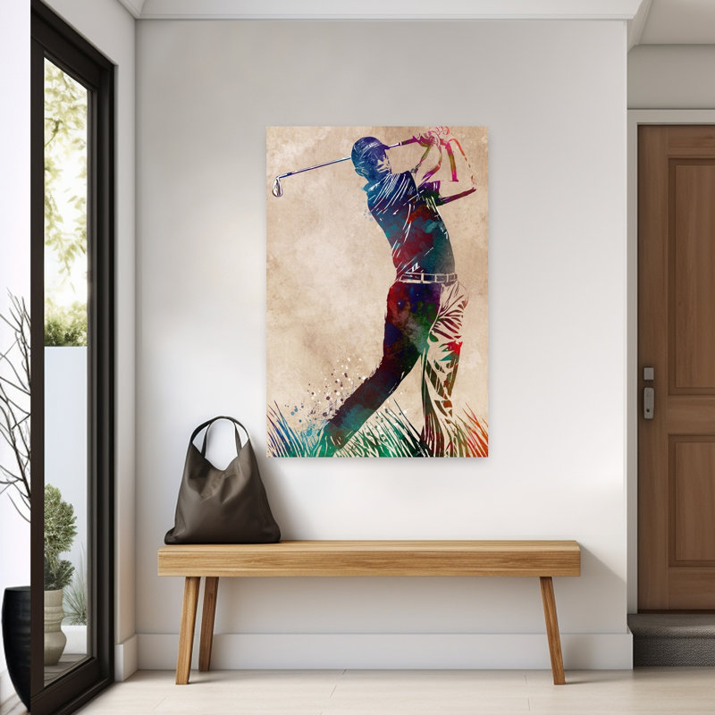 Vibrant Golf Swing Abstract Colorful Vibrant Wall Art Print by Justyna Jaszke - Wrapped Canvas Print, 152.4cm H x 101.6cm W