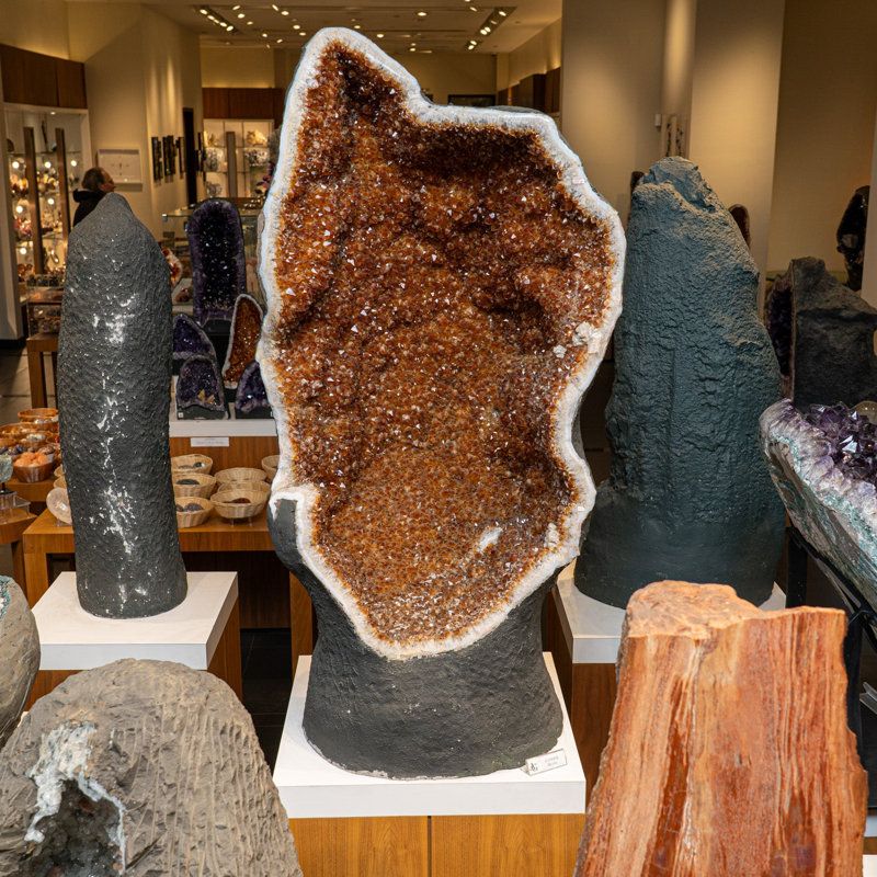 Large Genuine Citrine Crystal Clustered Geode From Brazil