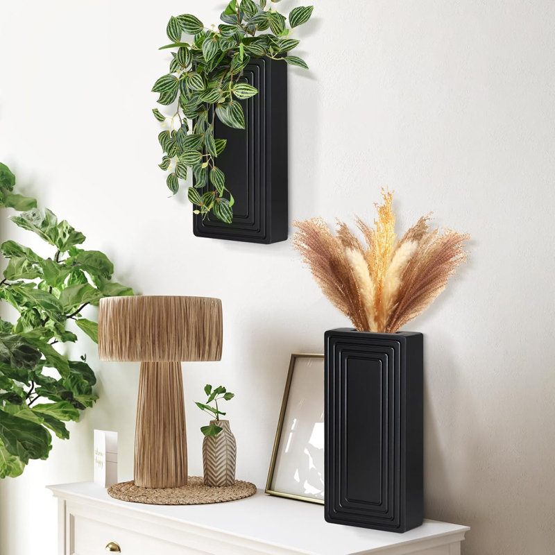 Durno Wood Wall Vase, Black