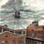 Blue Industrial Landscape Canvas | Water Tower in Williamsburg