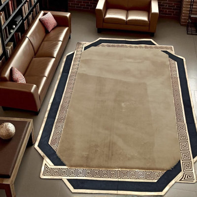 Tapis beige en fourrure douce, tapis moelleux de salon sur mesure