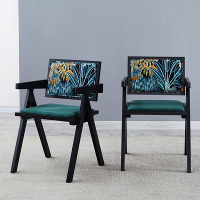 2 Rubber Wood Dining Seats, Black, Medieval Style Armrest, Simple Natural Outlook, Build, Versatile Areas Chairs For Area, Black Wood, Armrest Design, Theme, Craftsmanship, Applications