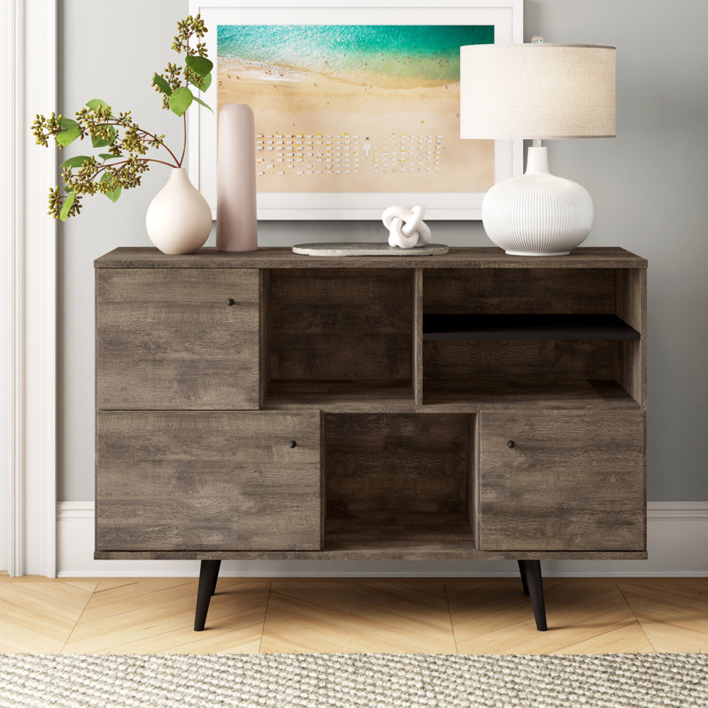 Table buffet large de 53 po Devanta, Brun patiné