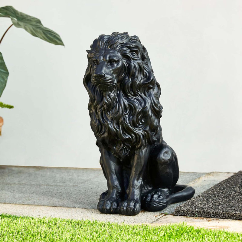 Statue de jardin lion surdimensionnée en résine 20,75 po