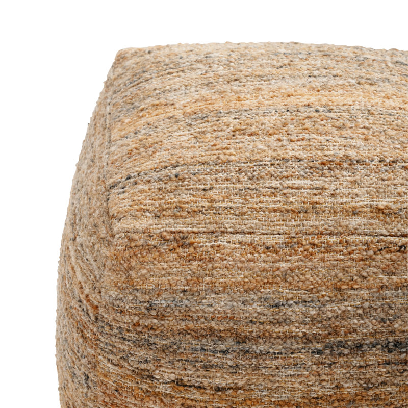Pouf ottoman Yinka 45,7 cm (18 po) de hauteur, bicolore, recouvert d'un tissu capitonné, Polyester brun brun beige