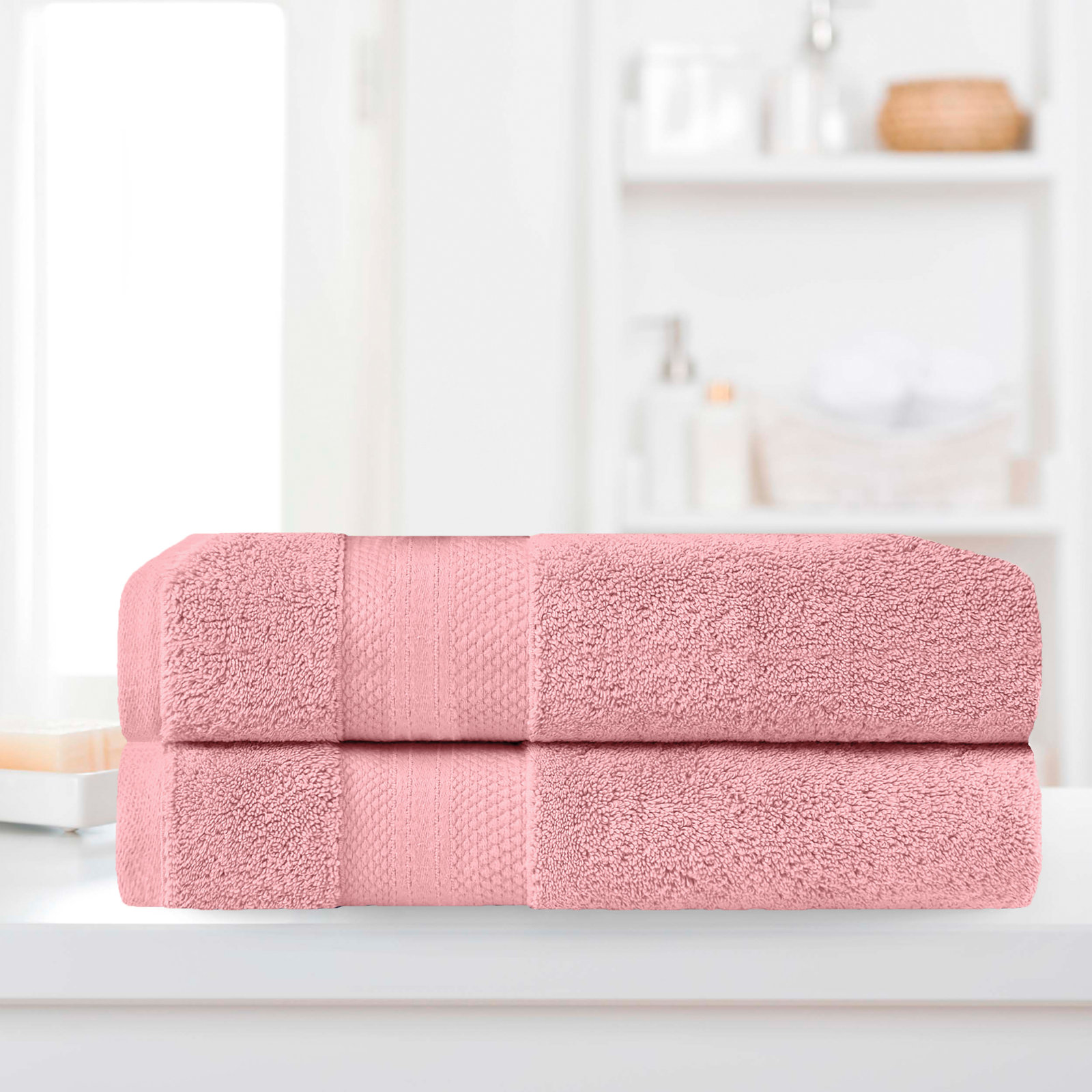 Finnian Ultra-Plush Heavyweight, 100% Turkish Towel Collection, Coral Pink, Bath Sheets - 2 Pack