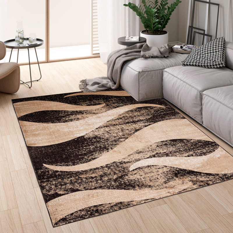 Abstract Area Rug, Brown, Rectangle 200 x 290 cm