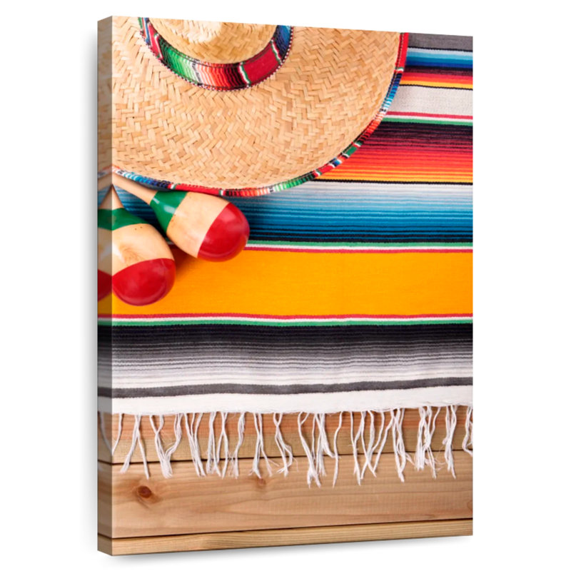 Abarca Sombrero Serape et Maracas, H 30 po x l 20 po