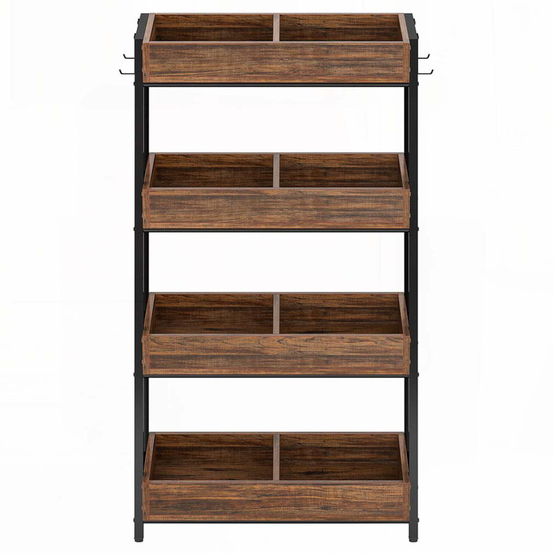 4-Tier Retail Display Rack with Hooks