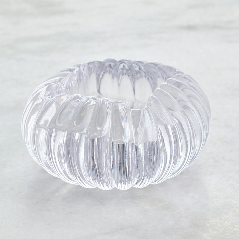 Clear Round Ribbed Glass Decorative Bowl