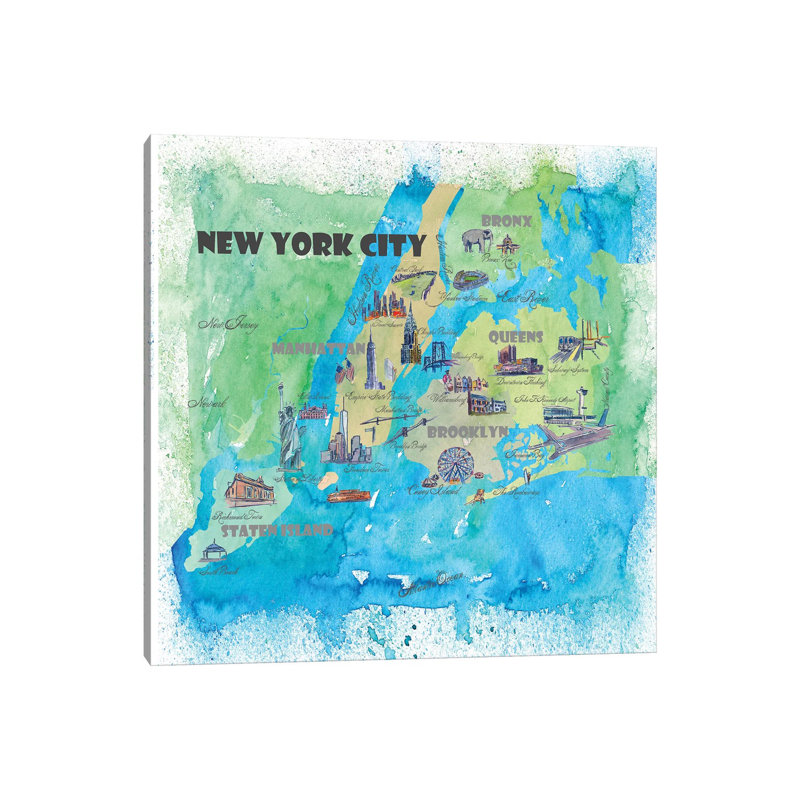 New York City, NY Travel Poster by Markus & Martina Bleichner - Wrapped Canvas Gallery-Wrapped Canvas Giclée