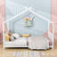 Lit plateforme simple en métal avec toit de maison-1257950218