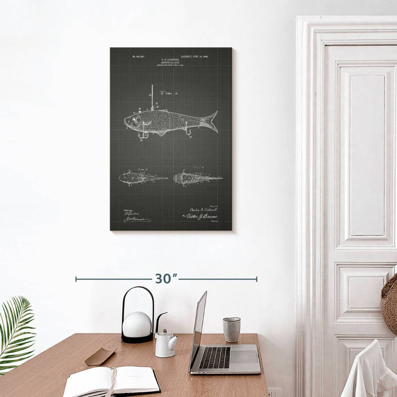 Black Grid Fishing Artificial Bait Poster, 30" H x 20" W