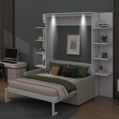 Queen-Size Versatile Murphy Wall Bed Paired With A Comfortable Sofa
