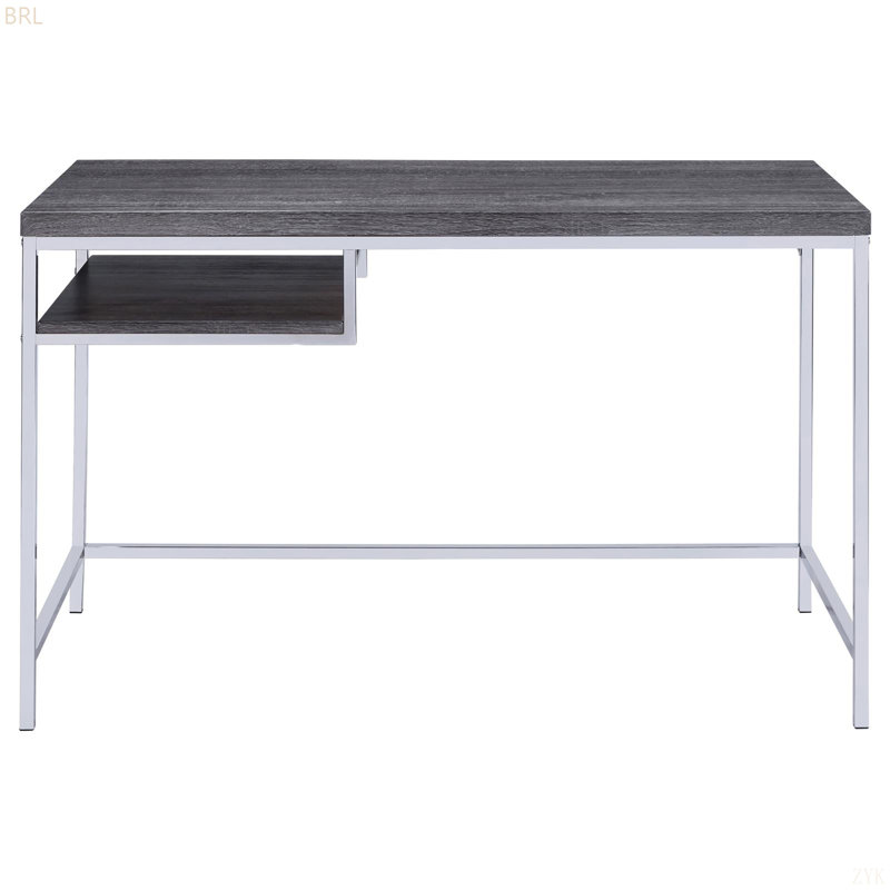 Grey And Chrome Rectangular Writing Desk