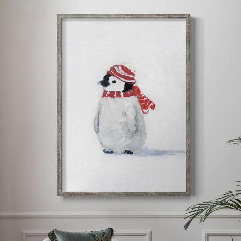 «Penguin Play II», reproduction encadrée - bois massif, H 11 po x l 9 po