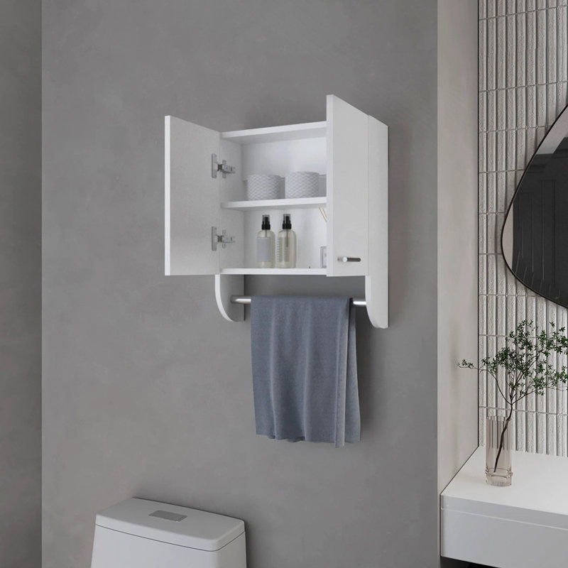 Medicine Cabinet With Towel Bar, White