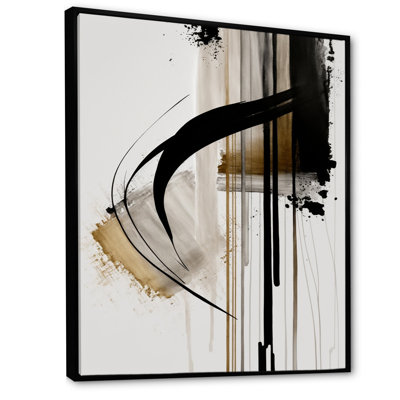 Noir, blanc et or Expression I - art mural abstrait
