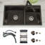 MEJE 78x43cm Black Stainless Steel Kitchen Sink, 60/40 Double Bowl, Anthracite Black Color