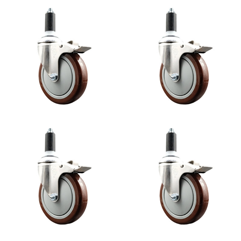 Jeu de roulettes extensibles en poly, Marron, H 5 po x l 5 po