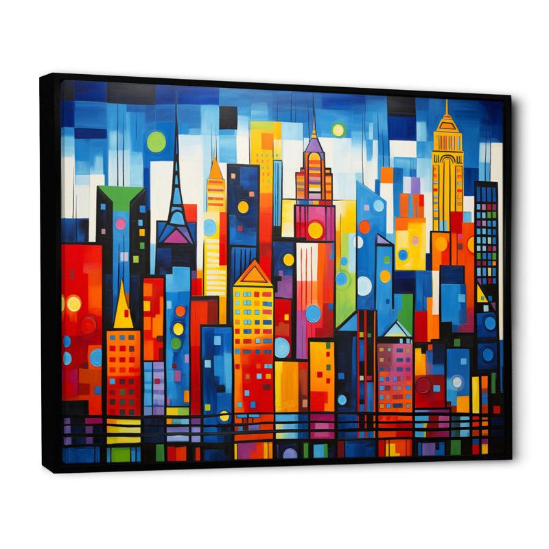 Pop Art New York In Color I - Art mural Pop Art, Cadre flottant noir, H 34 po x l 44 po x P 1,5 po