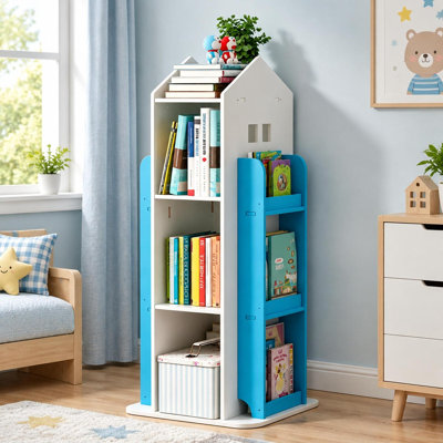 4-Tier Rotating Bookshelf, 360° Display Bookcase