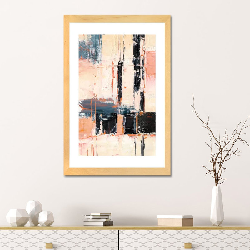 Corail et sable II par Ethan Harper - reproduction d'art, Blanc, H 24 po x l 16 po x P 1 po, Papier encadré doré