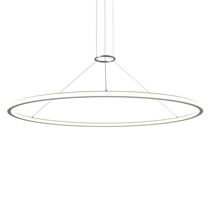 Luna 2 - Light LED Pendant, 3000K, Bright Satin Aluminum, 1.5" H x 49.5" W x 49.5" D