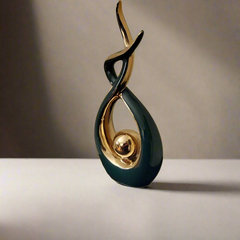 Ember Echoes | Ceramic Mantel, Tabletop & Shelf Accent | Modern Home Decor - Tall, Green