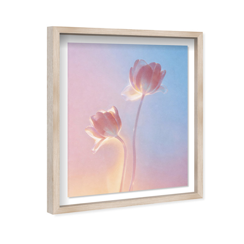 Iridescent Tulips Print by Oliver Gal, 17.5"H x 21.5"W, Natural Oak Shadowbox