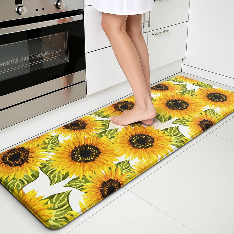 Tapis de cuisine anti-fatigue Sunflower, Sunflower White, 17.3" X 47"