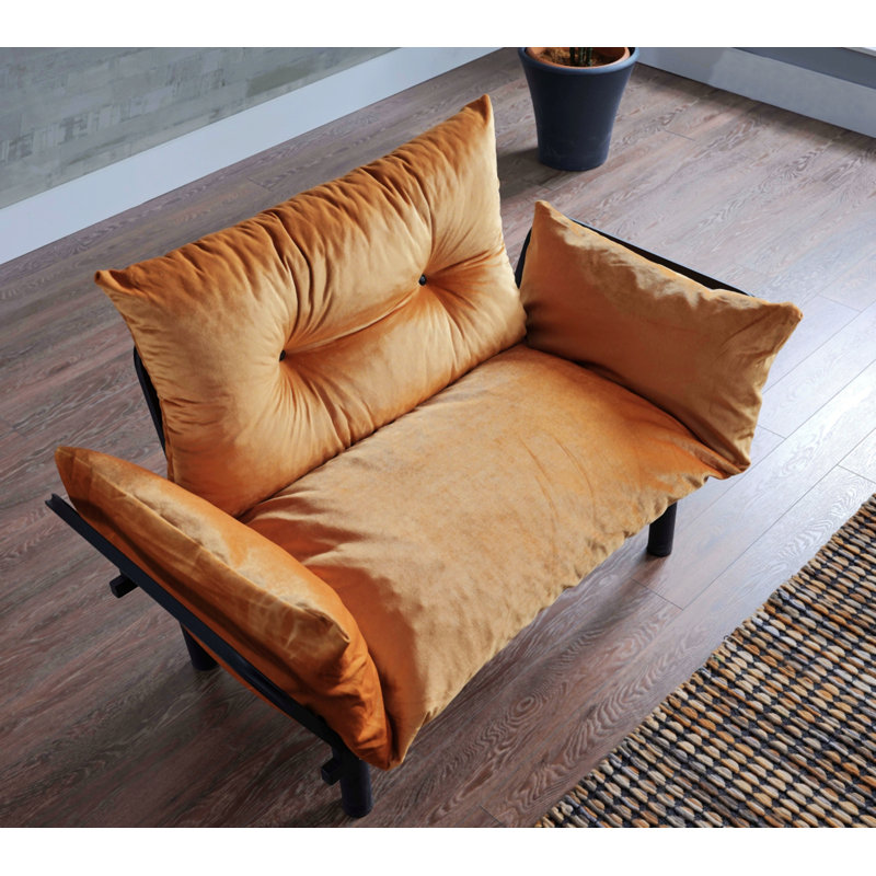 Mykaela Fabric 49'' Reception Chair,Metal Frame and Cushion, Mustard Fabric