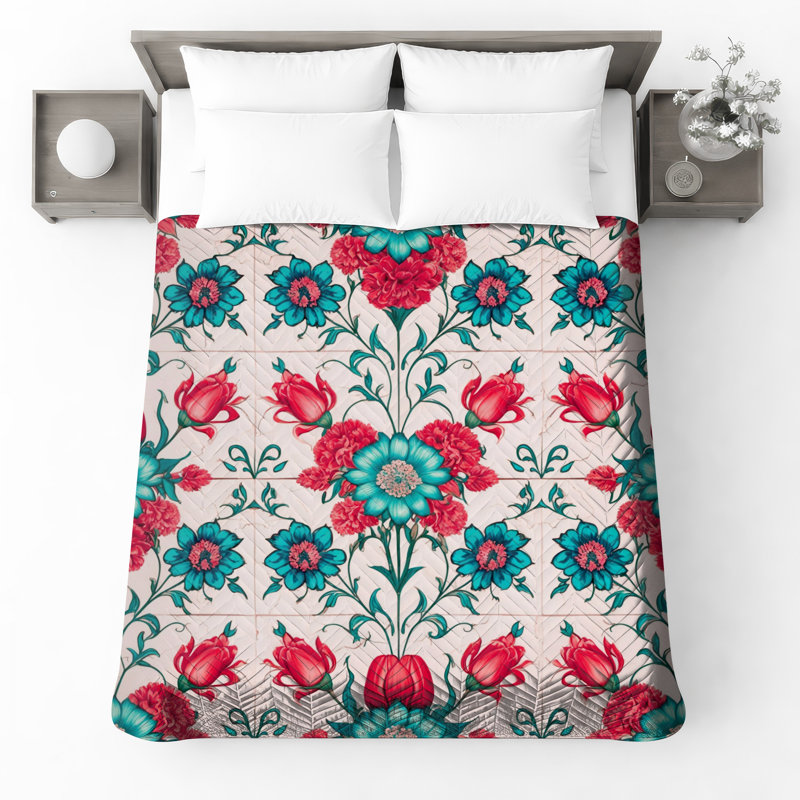 Couvre-lit matelassé à motif floral, Double