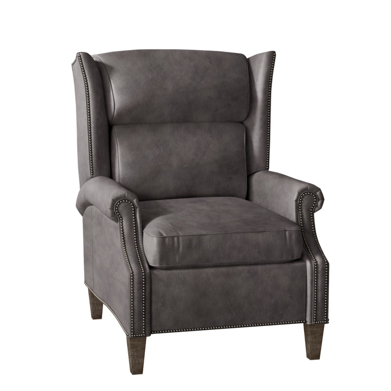 Broderick Recliner, #9 Gunmetal, Rio Mineral Genuine Leather, Cobblestone