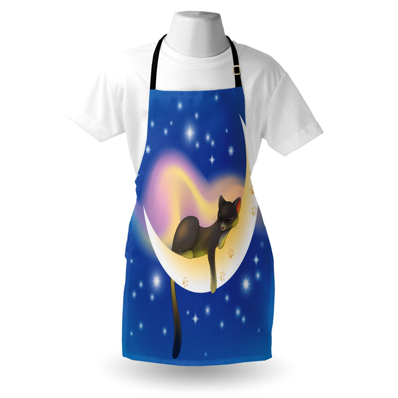 Tablier East Urban Home, unisexe, chat, taille adulte, jaune bleu