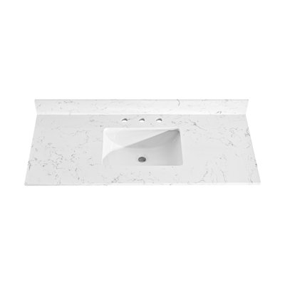 48" Engineered Stone Bathroom Vanity Top With Rectangular Undermount Sink, 4" Backsplash