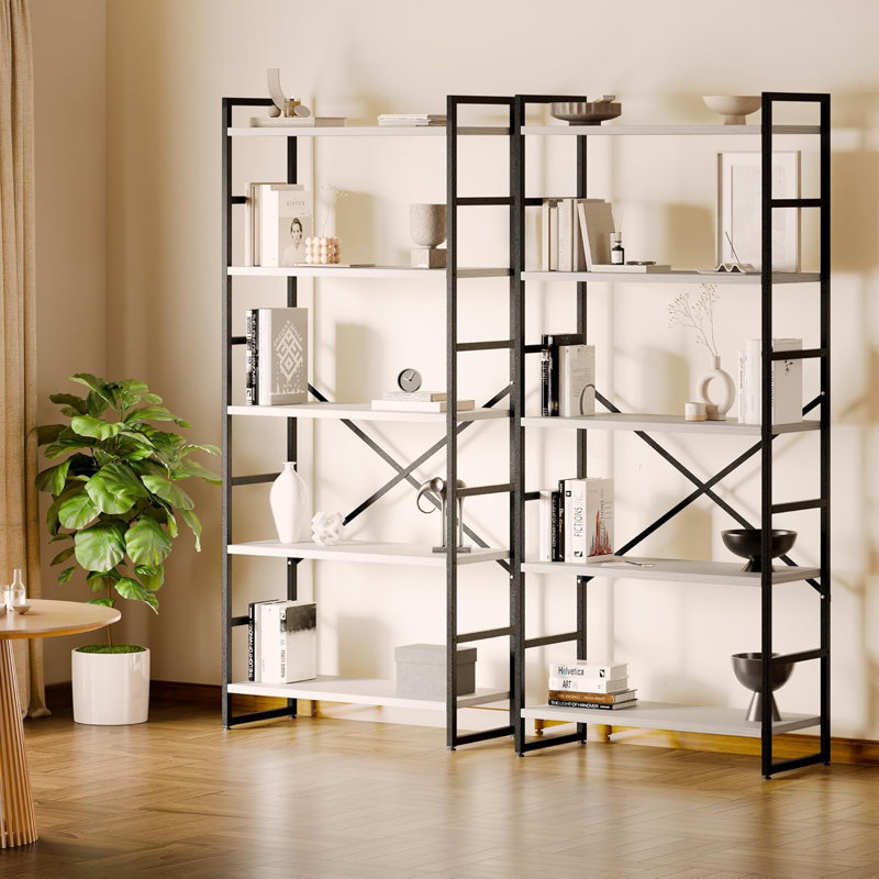 Jerrail 47.2'' W Metal Storage Rack, White/Black