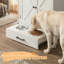 Station d'alimentation pour chien avec armoire de rangement, armoire d'alimentation pour animaux avec 3 crochets latéraux, 2 bols surélevés pour chien et tiroir coulissant caché