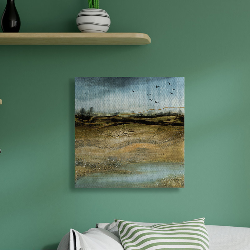 «Rustic Landscape Abstraction Birds at Flight» par Ruth Fromstein - impression, Toile tendue, H 30 po x l 30 po