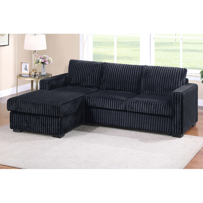 Canapé modulaire de style contemporain 2pc, Noir